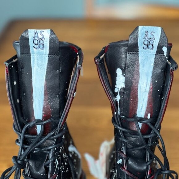 RARE A.S.98 Paint Splatter Black and Burgundy Ankle Boots EU 41 NWT - Picture 15 of 15
